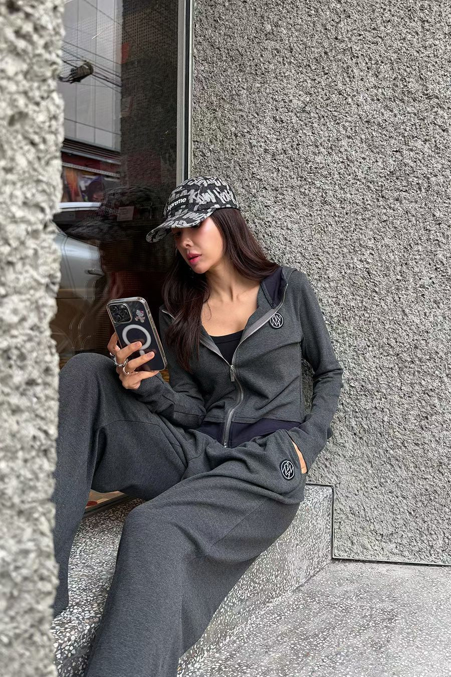 ✨【Contrast Hoodie Set · 修身運動休閒套裝】✨
🔥 東大門潮款 · Anna 系列