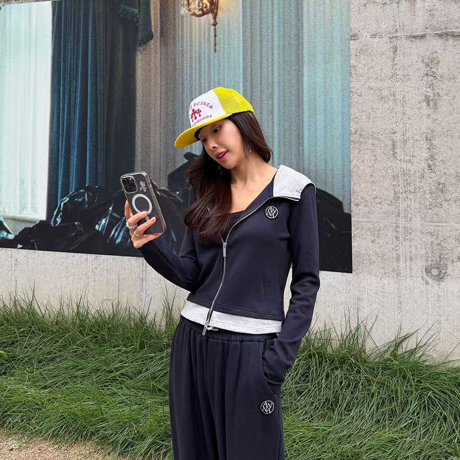 ✨【Contrast Hoodie Set · 修身運動休閒套裝】✨
🔥 東大門潮款 · Anna 系列