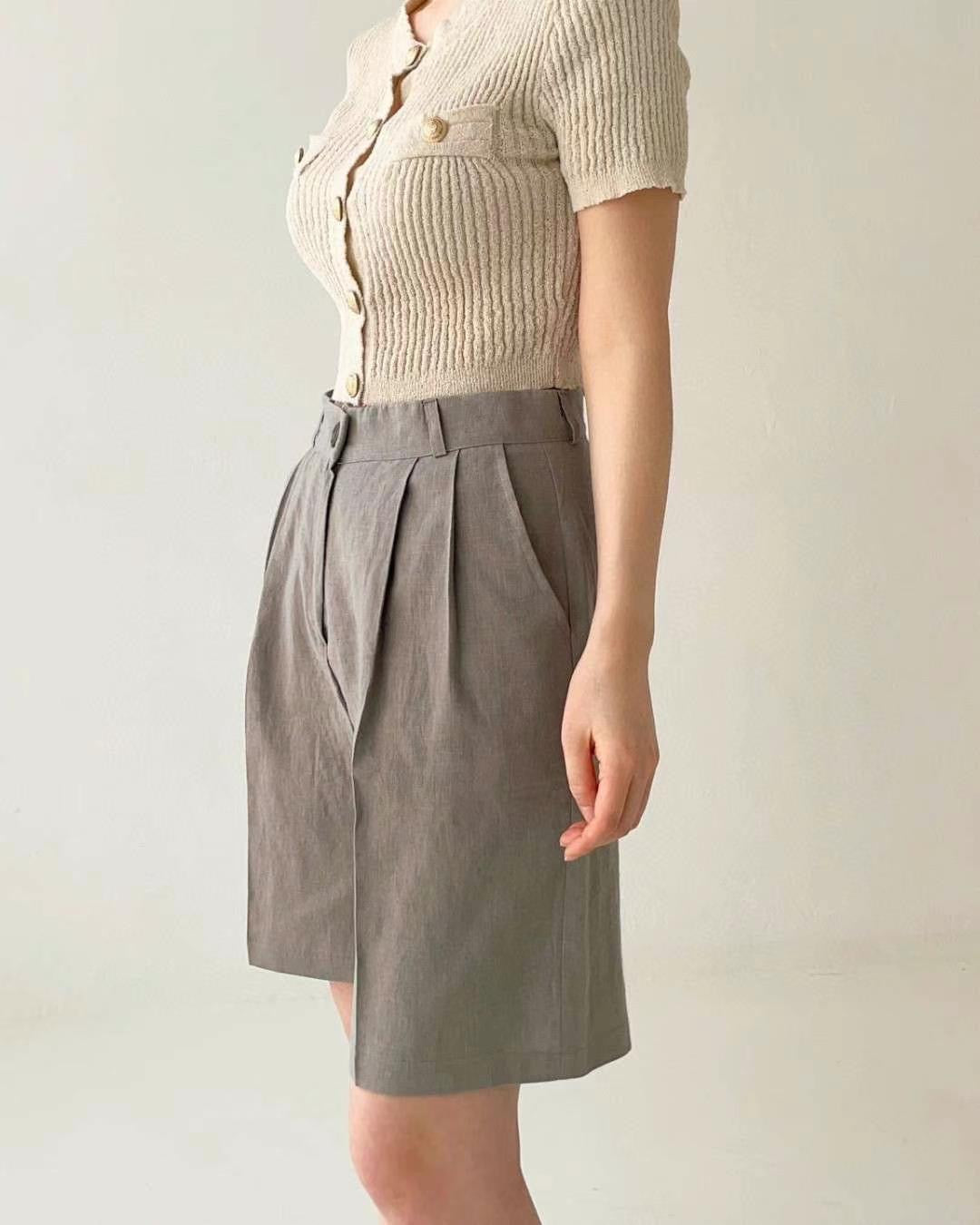 Linen-Look High-Waist Shorts 🤍涼感亞麻感高腰短褲