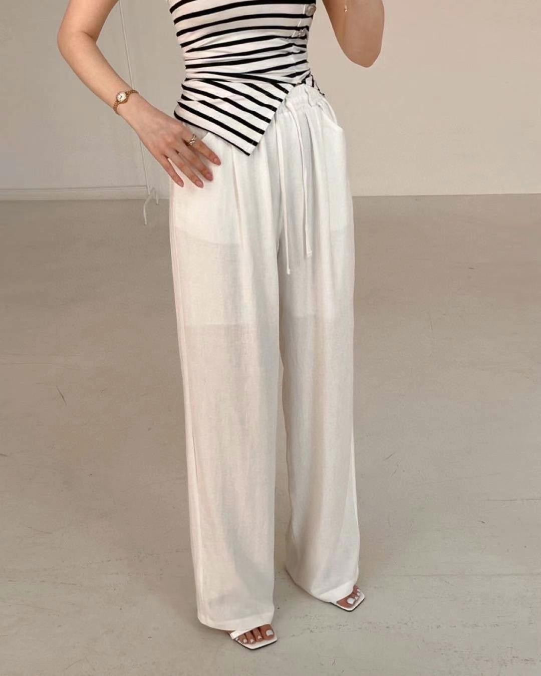 Cooling Wide-Leg Drawstring Pants l ꕥ 休閑清爽闊褲♡