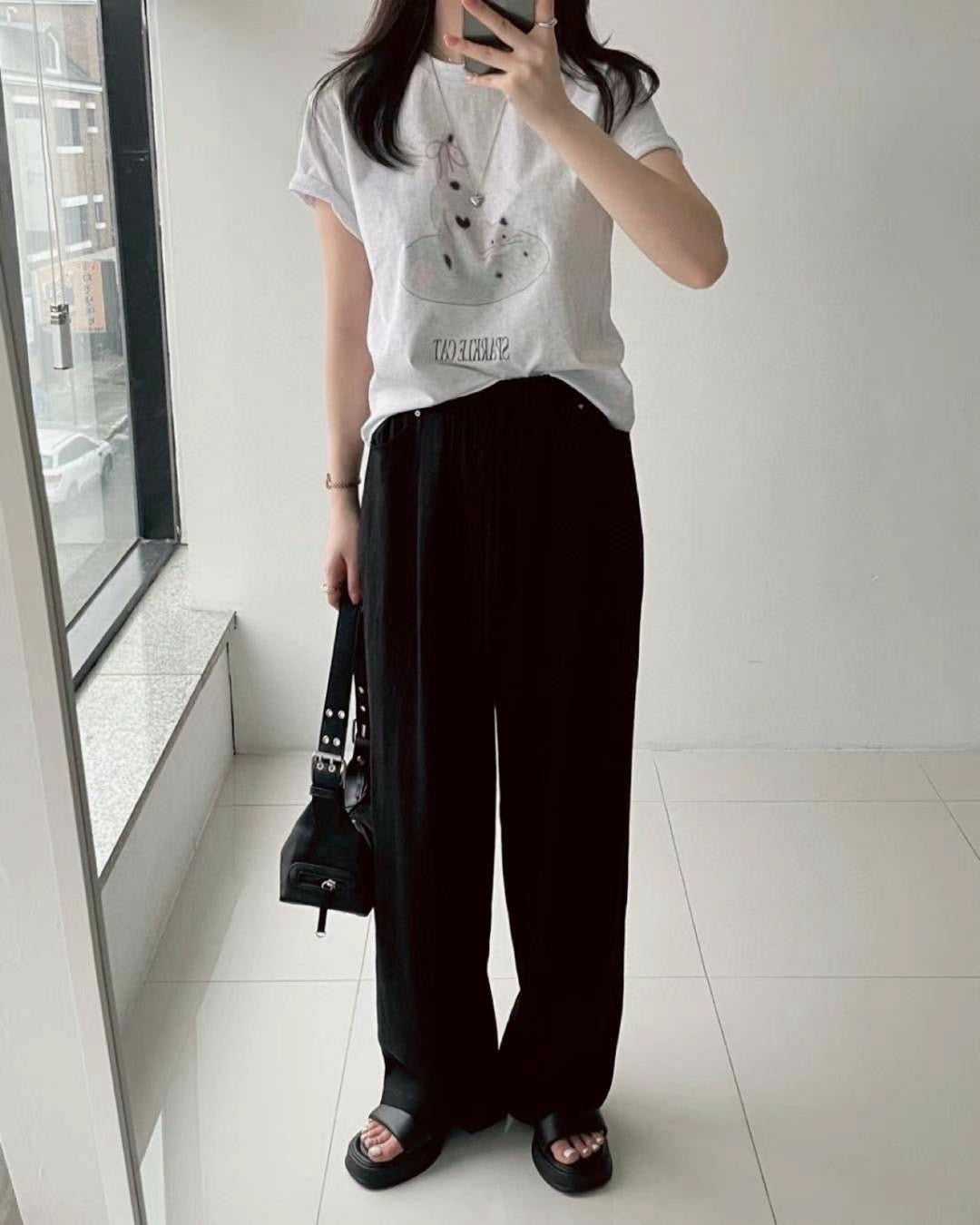 Cooling Wide-Leg Drawstring Pants l ꕥ 休閑清爽闊褲♡