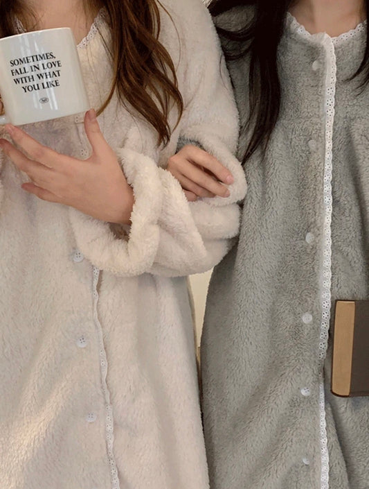 “D007" J’eu Fluffy Lace Pajama Set