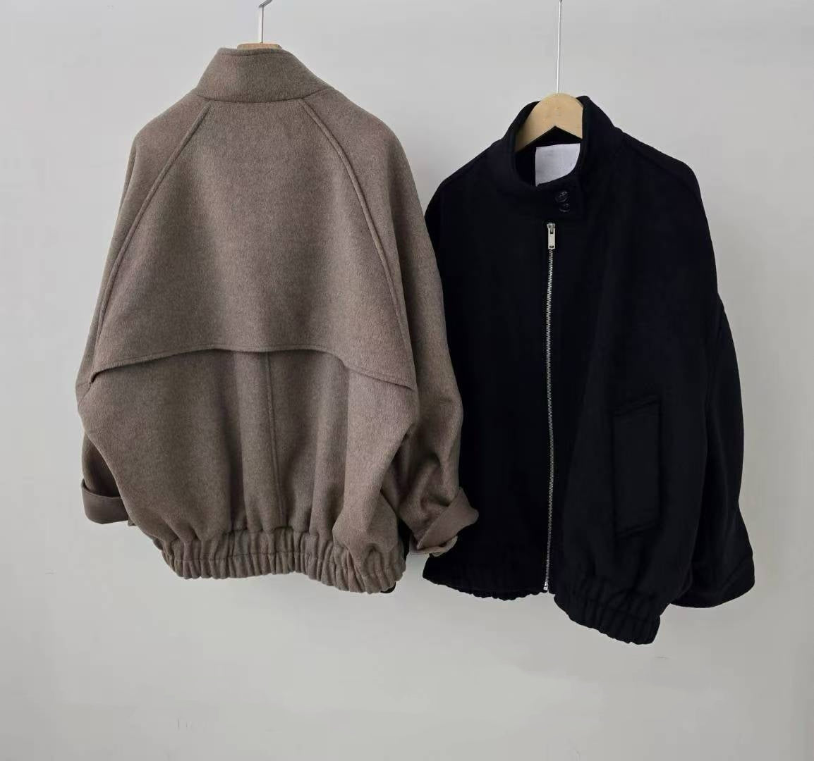 🧥【✨PREORDER✨ 韓國製高領鬆身短褸 / Korean Wool Zip-Up Short Jacket】