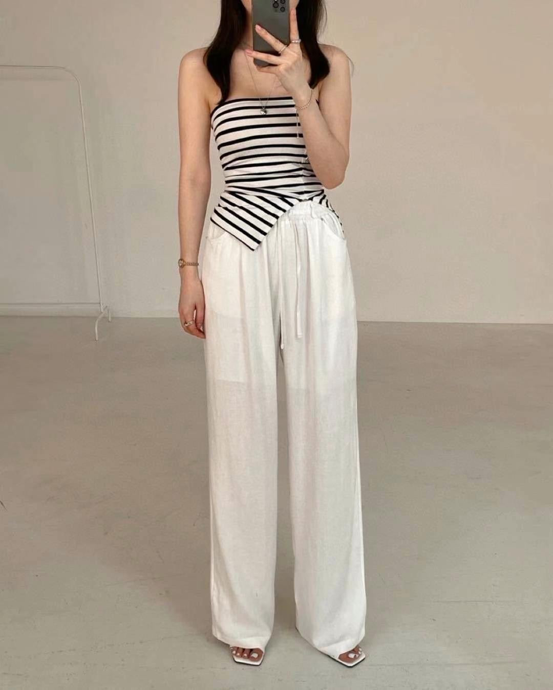 Cooling Wide-Leg Drawstring Pants l ꕥ 休閑清爽闊褲♡
