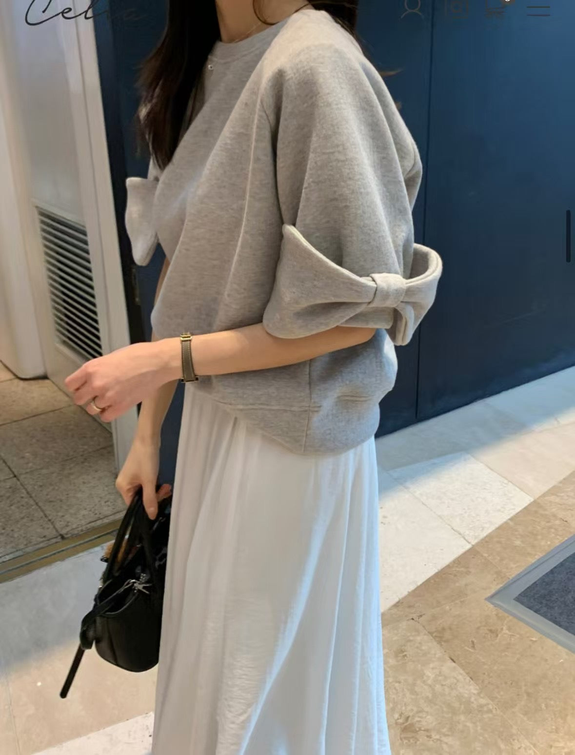 🎀 Bow Sleeve Sweat Top 蝴蝶結袖設計感上衣