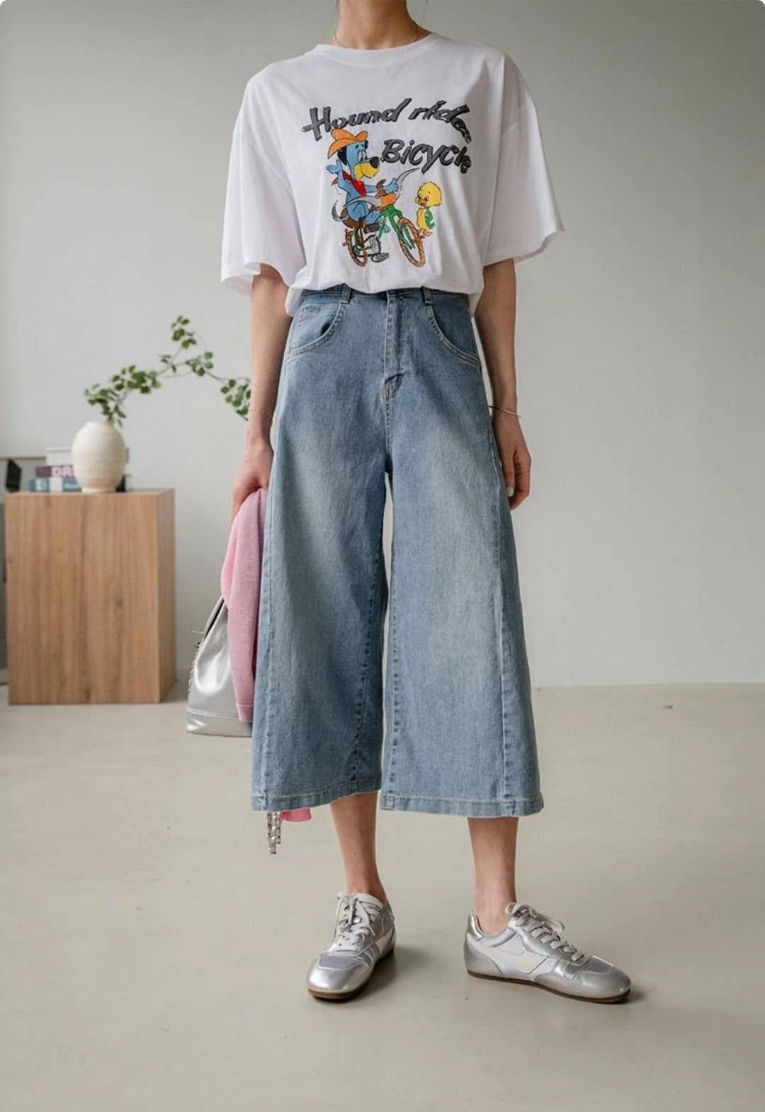 ┊͙ ˘͈ᵕ˘͈ 2025 Summer Collection ᥫ᭡ 7分闊腳牛仔褲