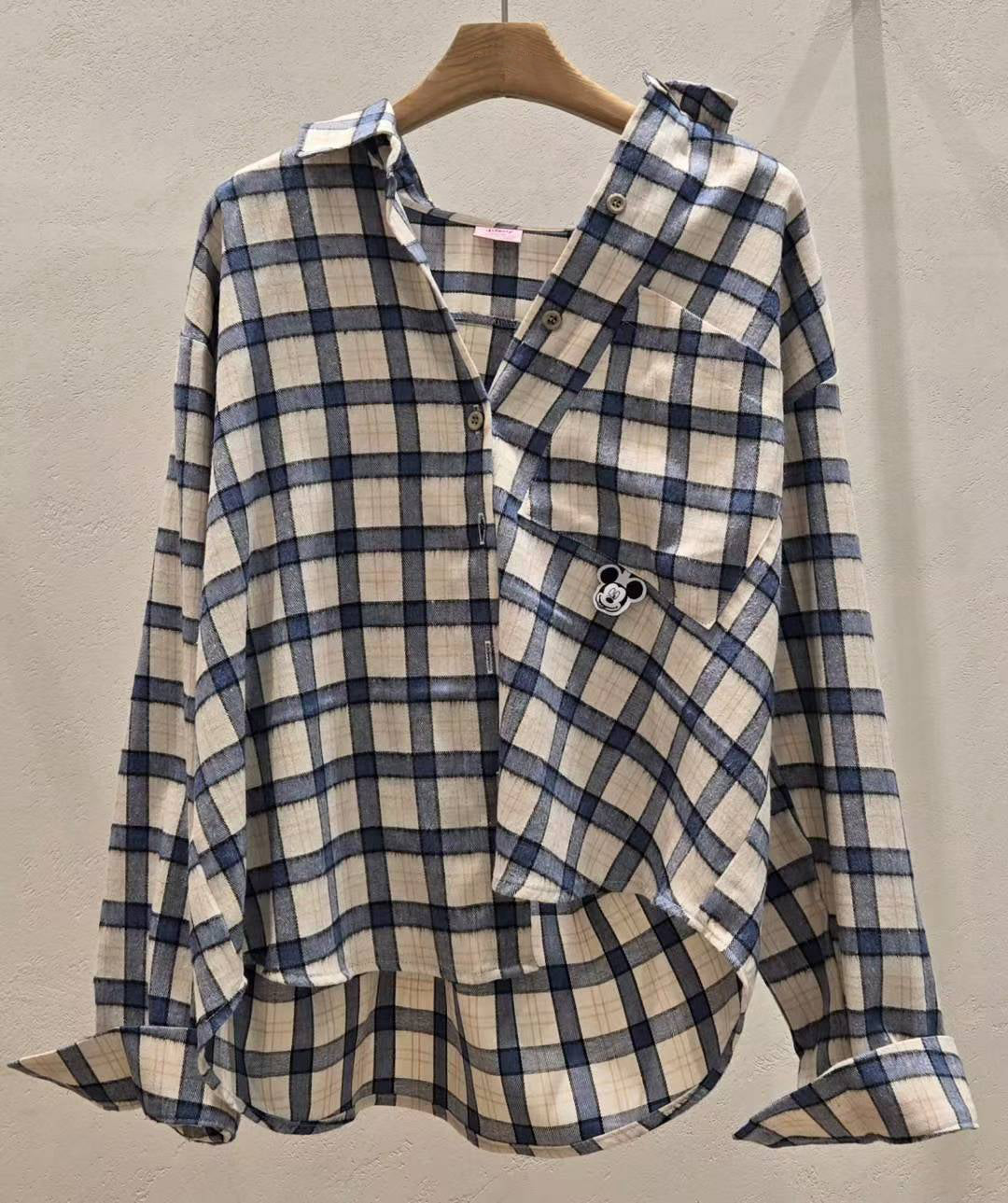 ✨【Mickey Plaid Shirt · 米奇格紋寬鬆襯衫】✨