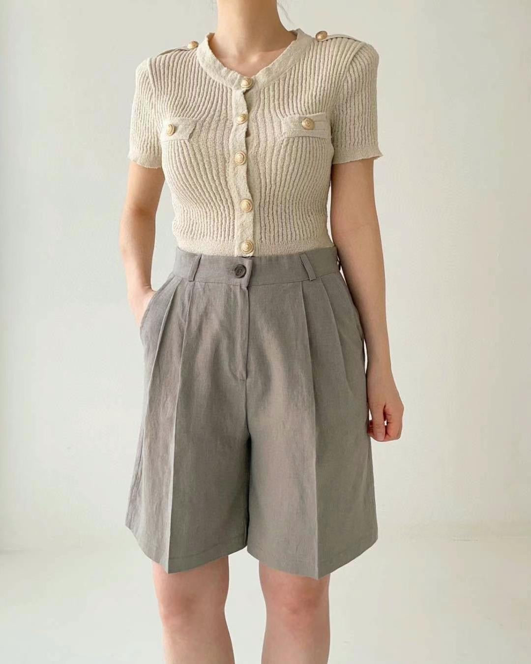 Linen-Look High-Waist Shorts 🤍涼感亞麻感高腰短褲