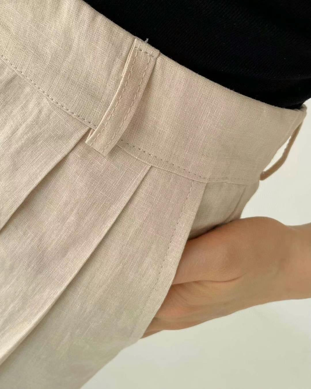 Linen-Look High-Waist Shorts 🤍涼感亞麻感高腰短褲