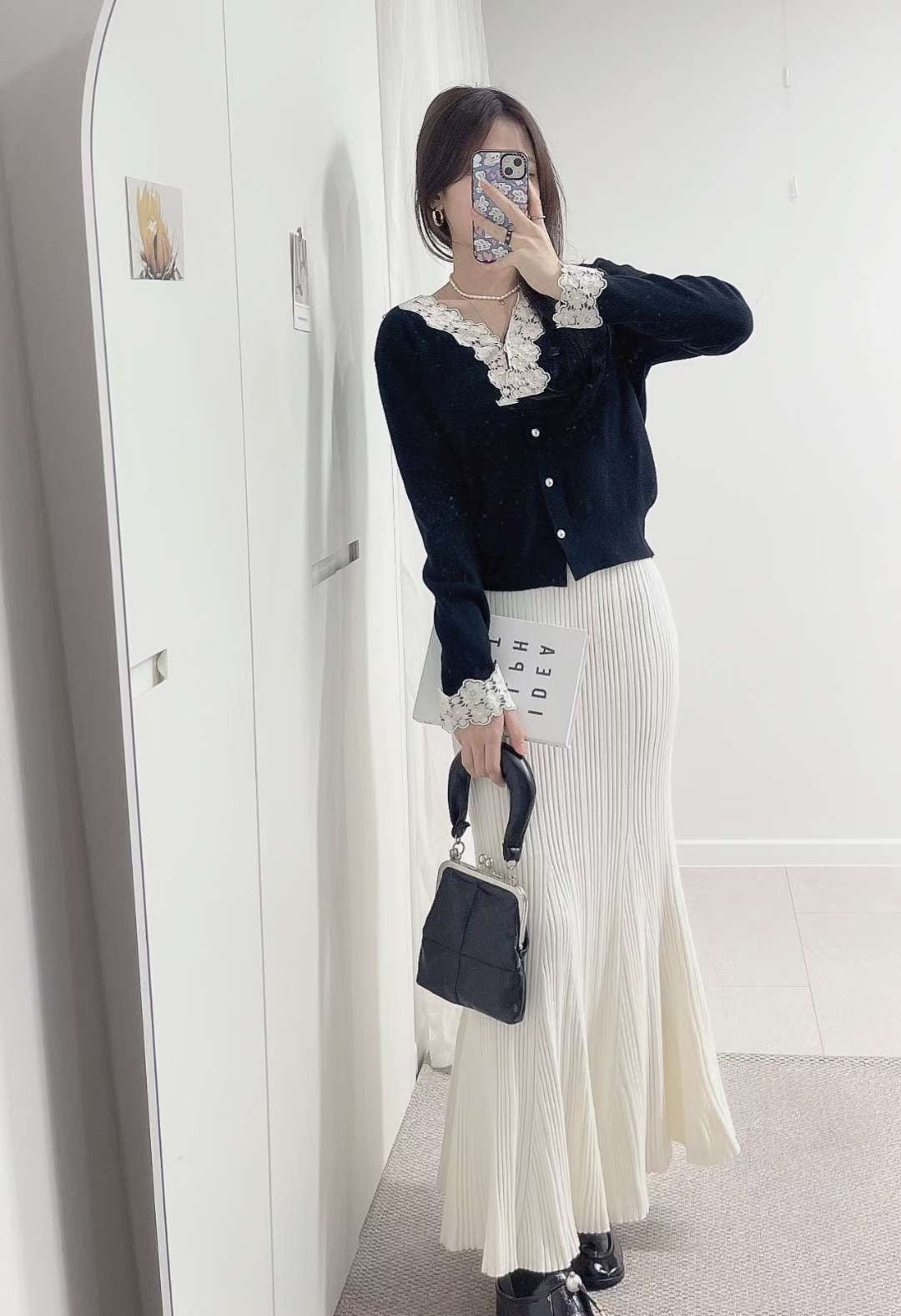 ✨ Lace Trim Knit Cardigan|蕾絲拼接針織外套