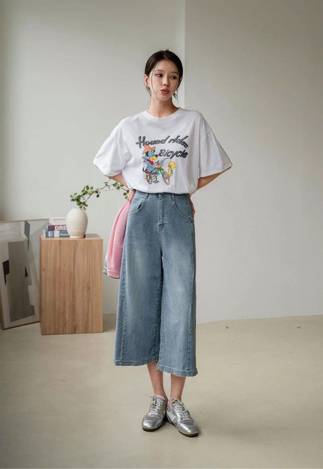 ┊͙ ˘͈ᵕ˘͈ 2025 Summer Collection ᥫ᭡ 7分闊腳牛仔褲