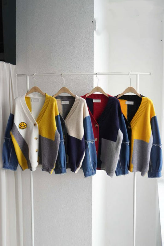 ✨【25FW Color Block Cardigan · 撞色拼接開胸針織外套】✨