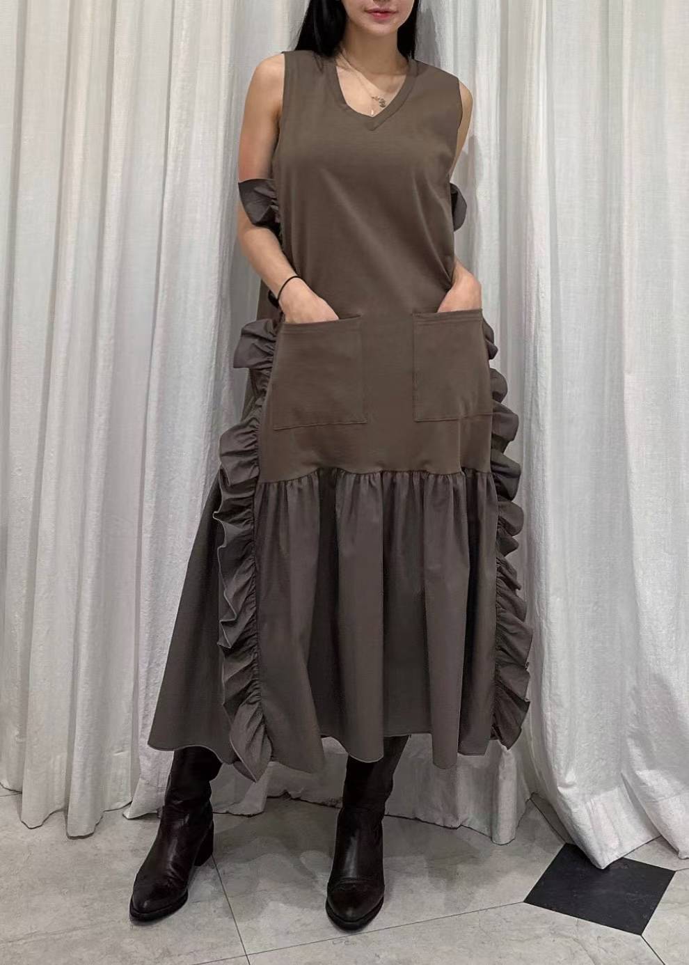 ✨【Ruffle Side Long Dress · 側邊荷葉邊連身裙】✨
