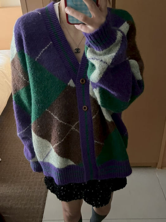 ✨【Argyle Knit Cardigan · 菱格紋針織開胸外套】✨