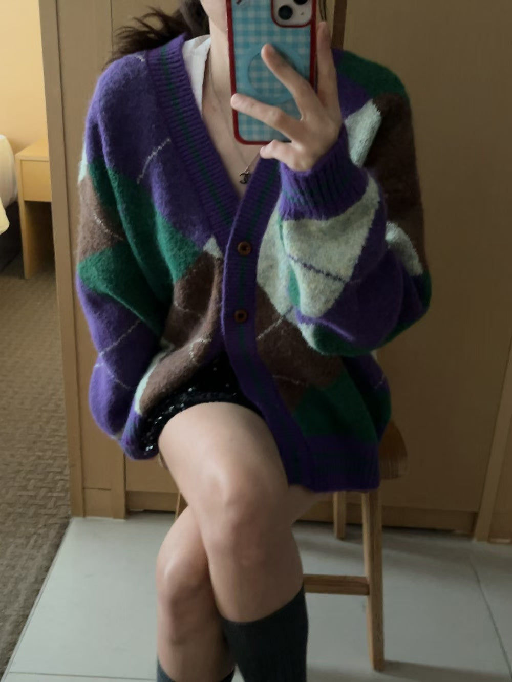 ✨【Argyle Knit Cardigan · 菱格紋針織開胸外套】✨