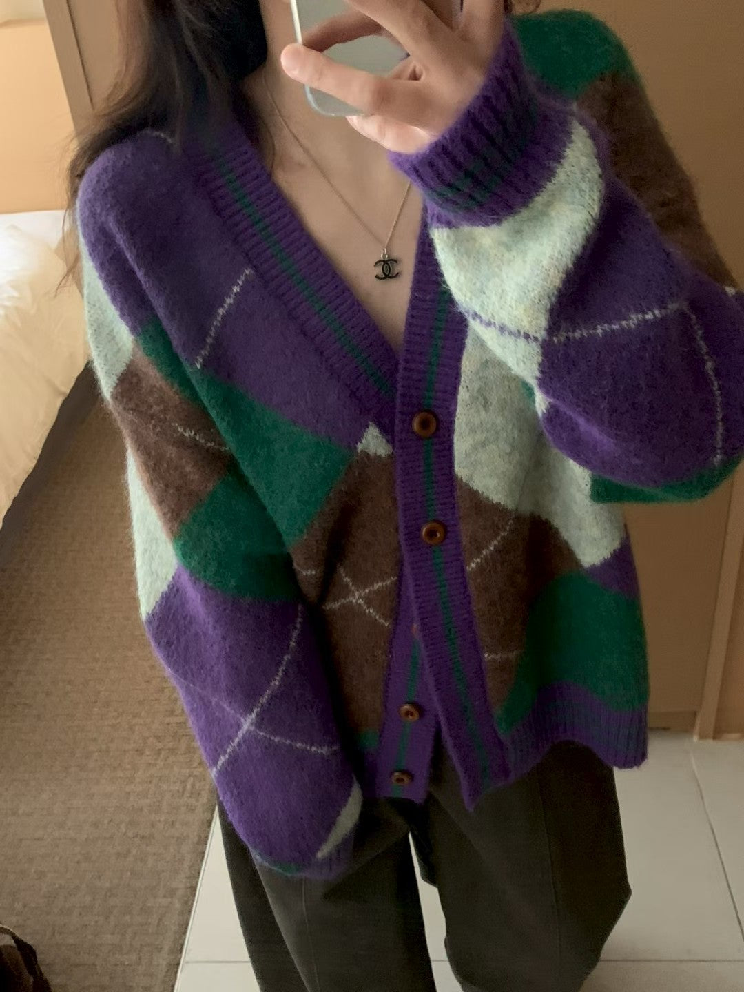 ✨【Argyle Knit Cardigan · 菱格紋針織開胸外套】✨