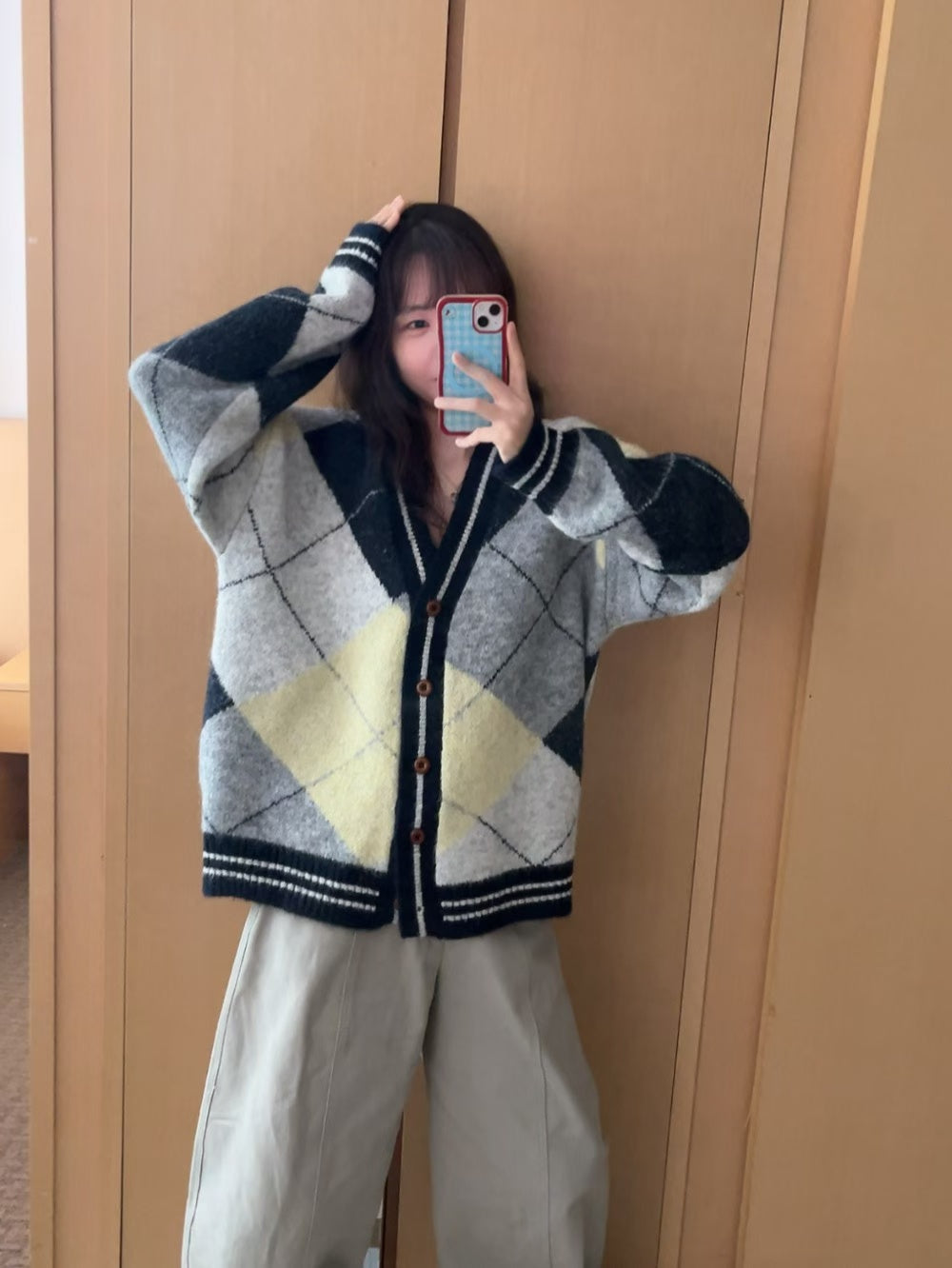 ✨【Argyle Knit Cardigan · 菱格紋針織開胸外套】✨
