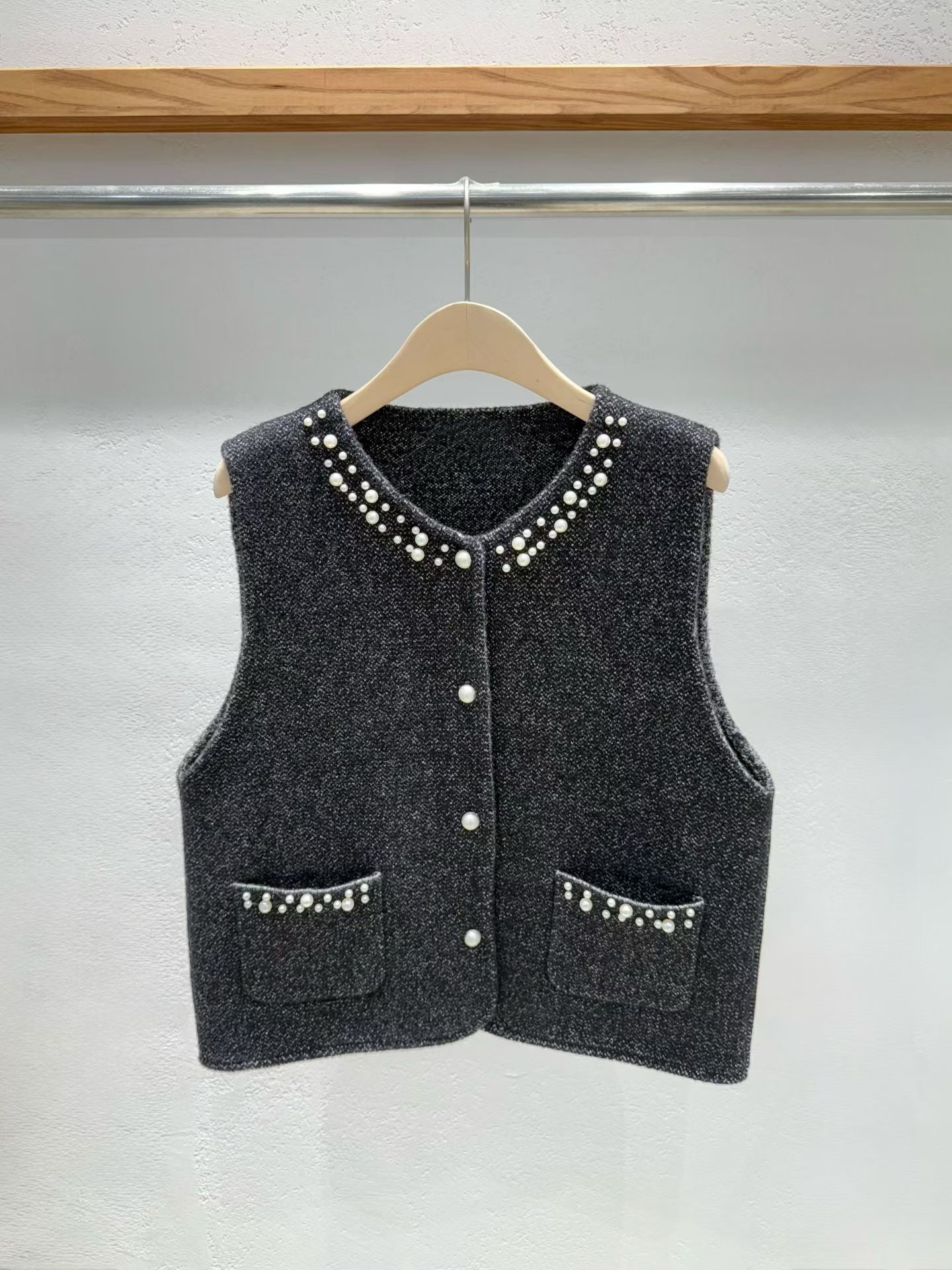 ✨【Pearl Tweed Vest · 珍珠釘珠呢料背心】✨
