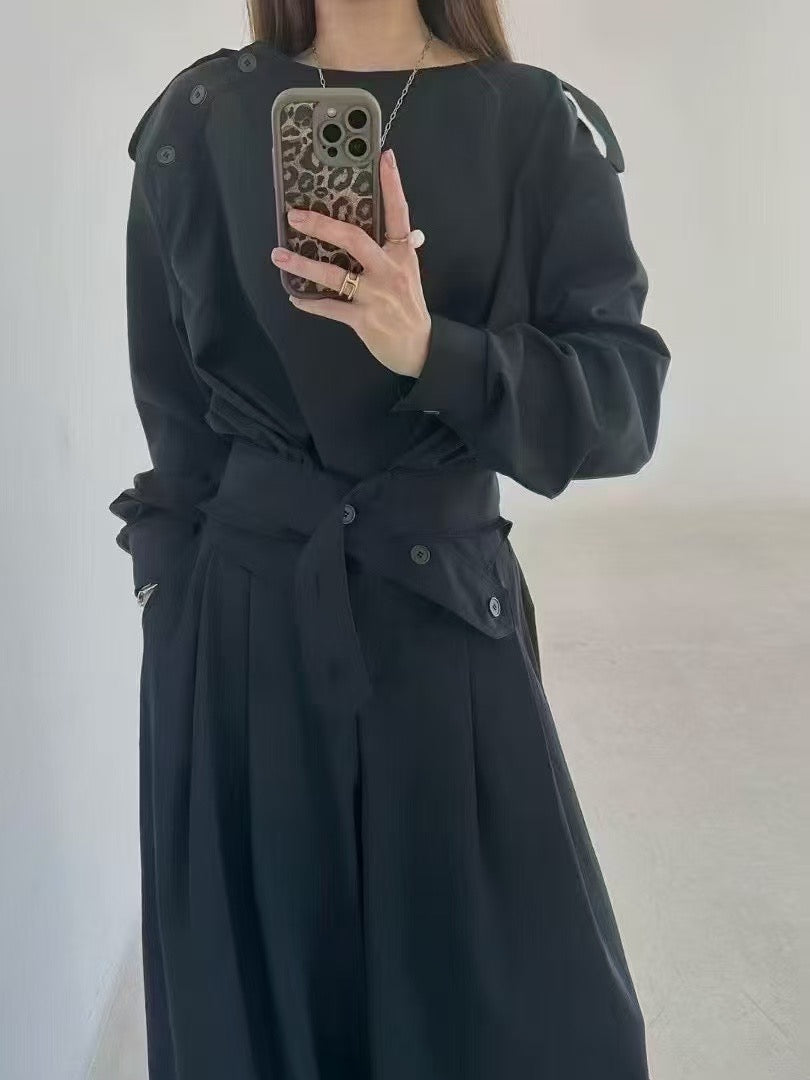 A1089 Tencel 圓領腰帶上衣
