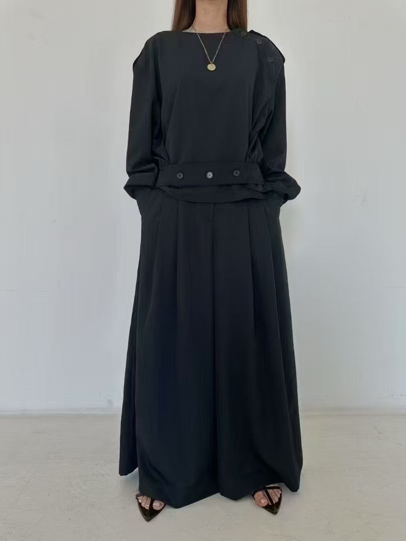 A1089 Tencel 圓領腰帶上衣