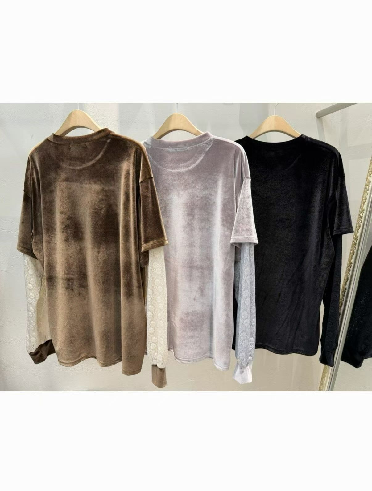 🍨【Scoop Team Velour Lace Tee · 絲絨拼蕾絲上衣】🍪