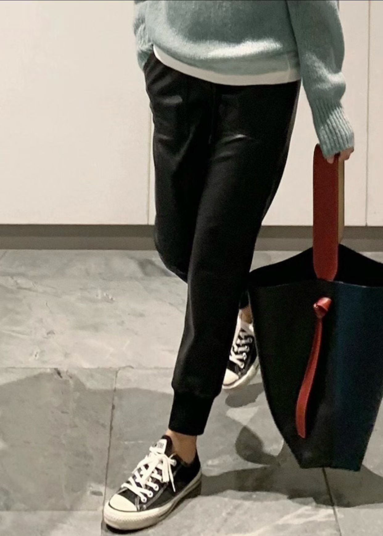 ✨ Faux Leather Jogger Pants|仿皮束腳褲