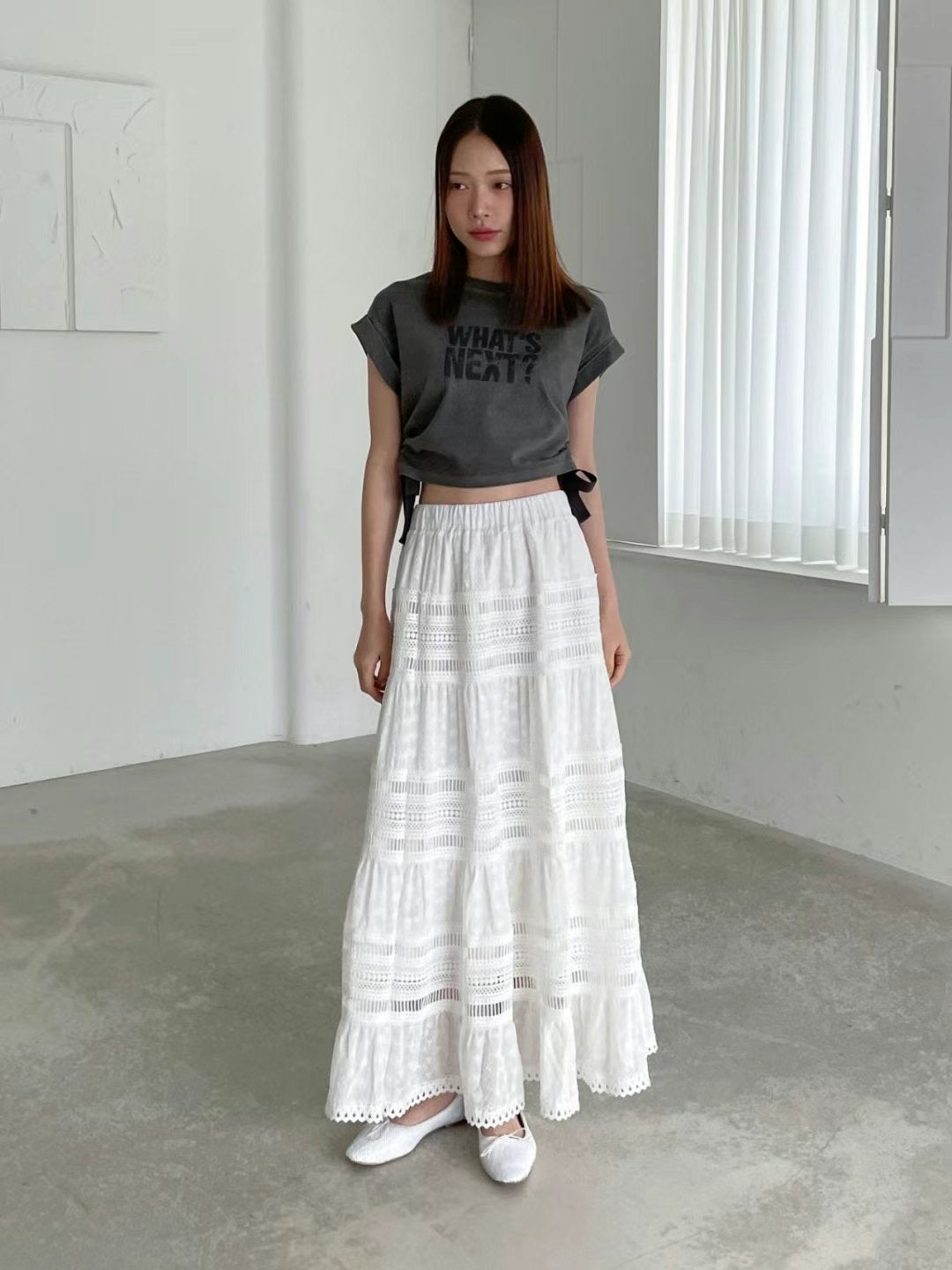 Lace-Panel Maxi Skirt °˖✧ 蕾絲拼接長裙 ✧˖°