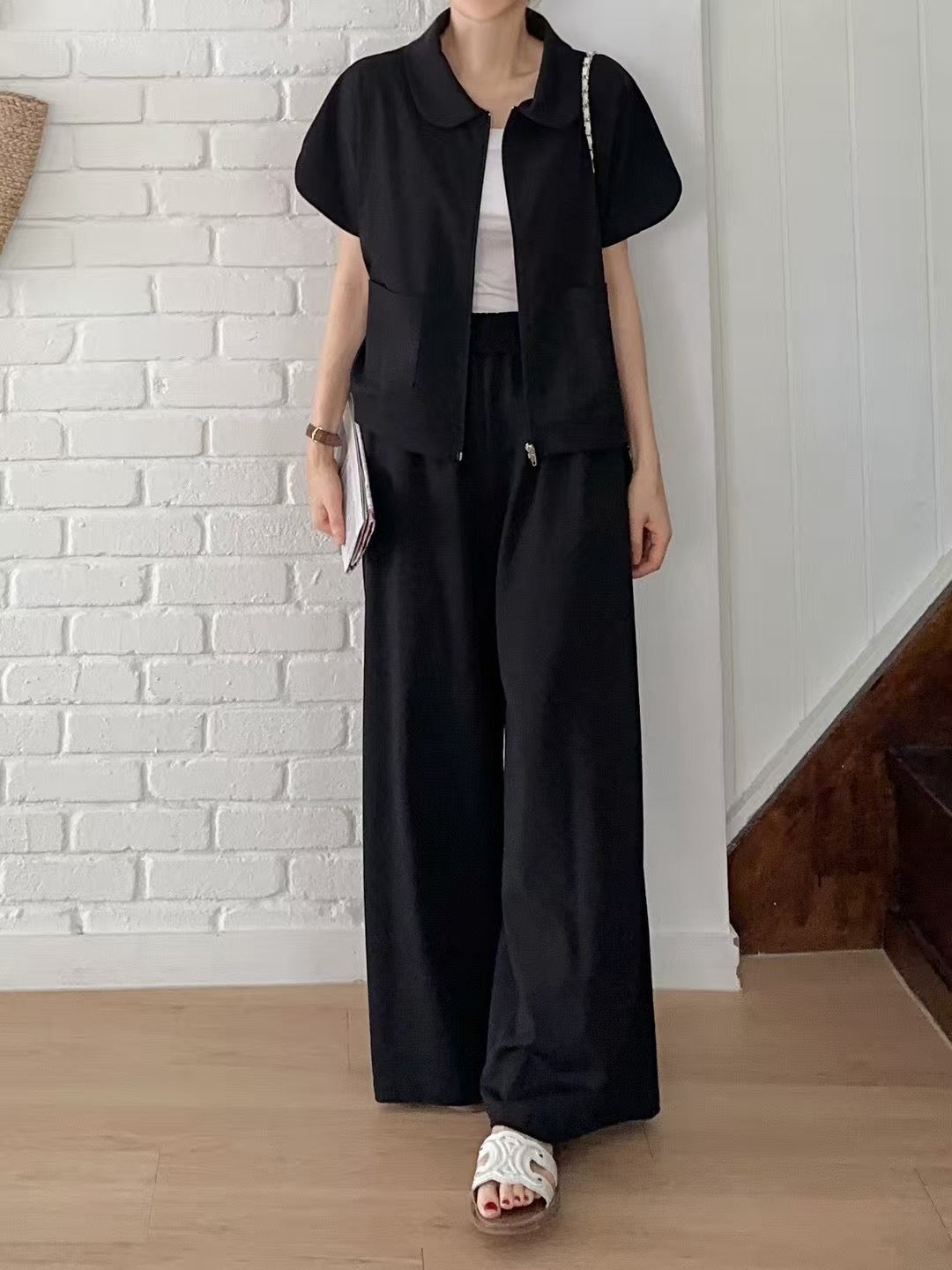 ✨ Soft Flow Lounge Set|優雅翻領寬褲套裝