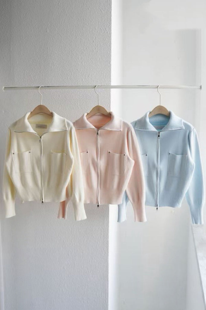 🌸Zip Knit Cardigan Top|拉鍊針織外套