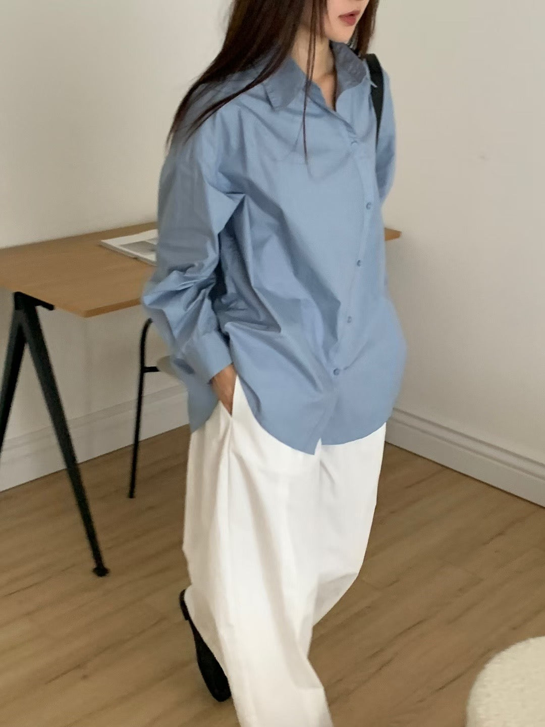 Side-Button Oversized Shirt 側扣設計寬版襯衫