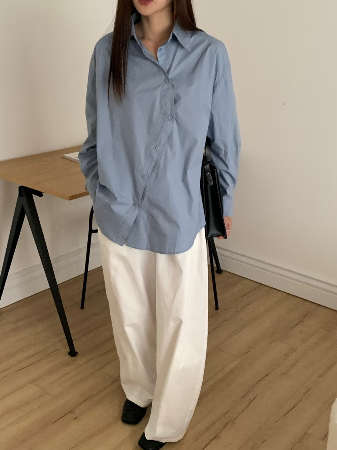 Side-Button Oversized Shirt 側扣設計寬版襯衫