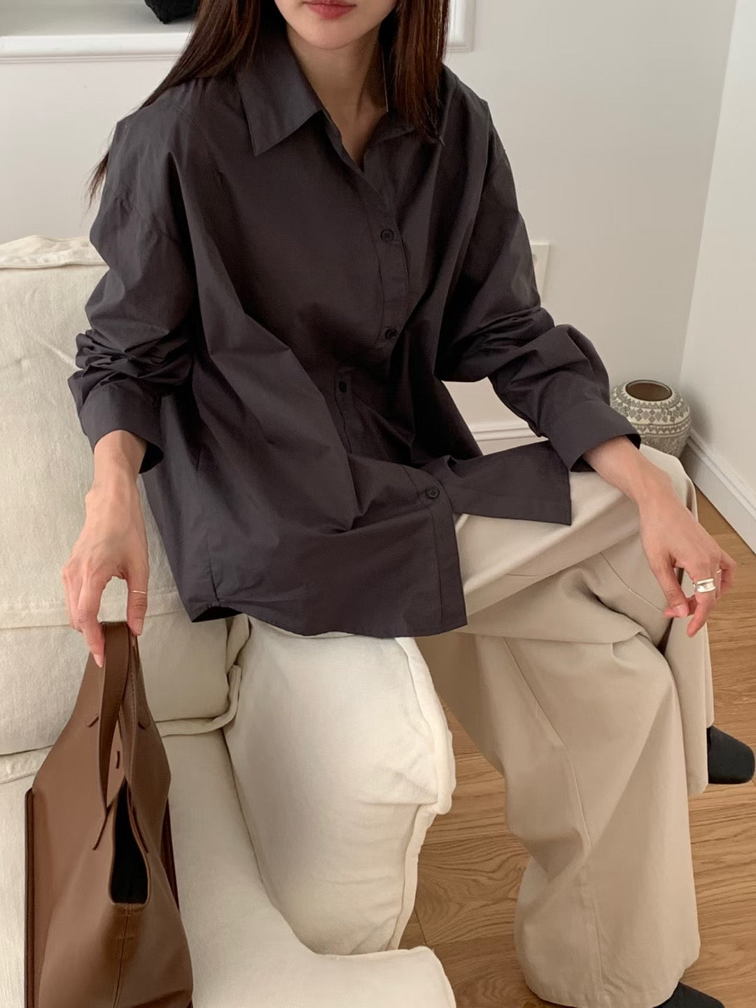 Side-Button Oversized Shirt 側扣設計寬版襯衫