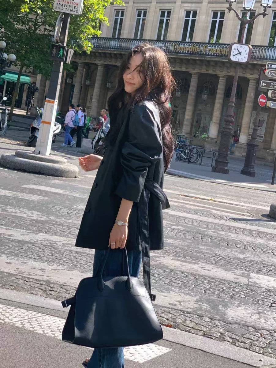 Classic Belted Faux Leather Jacket 經典綁帶仿皮外套