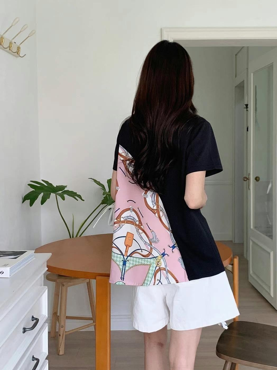 Scarf-Paneled Asymmetrical 🧣 Tee絲巾拼接設計感Tee