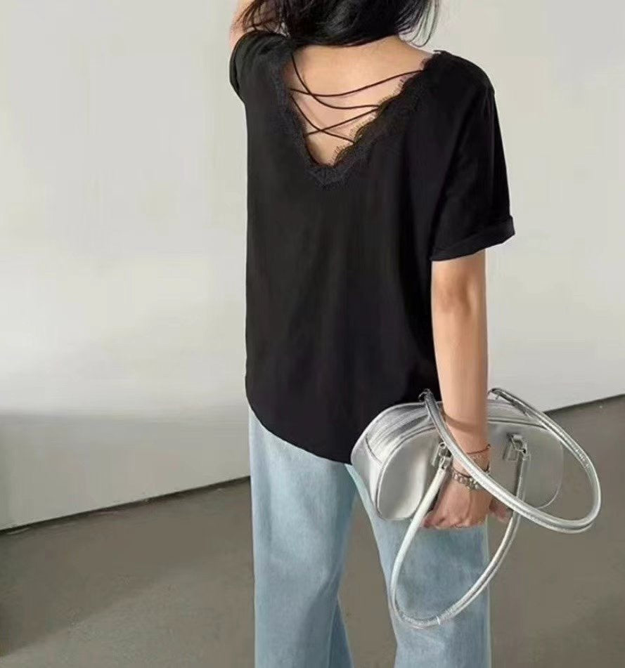 Soft Lace Tee – Effortless Everyday Style˗ˏˋ 日常百搭 ✨帶蕾絲領口設計Tee ˎˊ˗