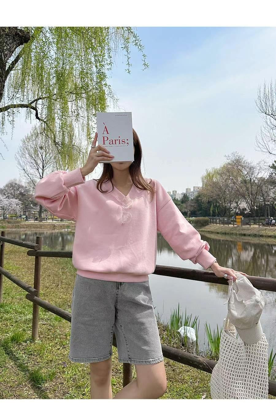 水洗高腰五分牛仔褲 👖 Washed High-Waist Denim Bermudas
