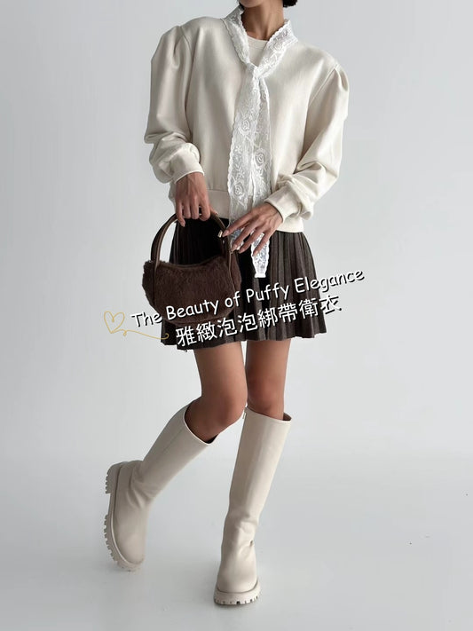 The Beauty of Puffy Elegance  雅緻泡泡綁帶衛衣