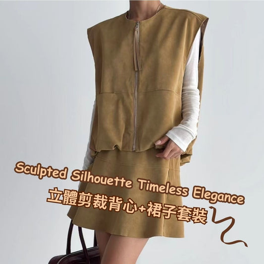 Sculpted Silhouette Timeless Elegance  立體剪裁背心+裙子套裝