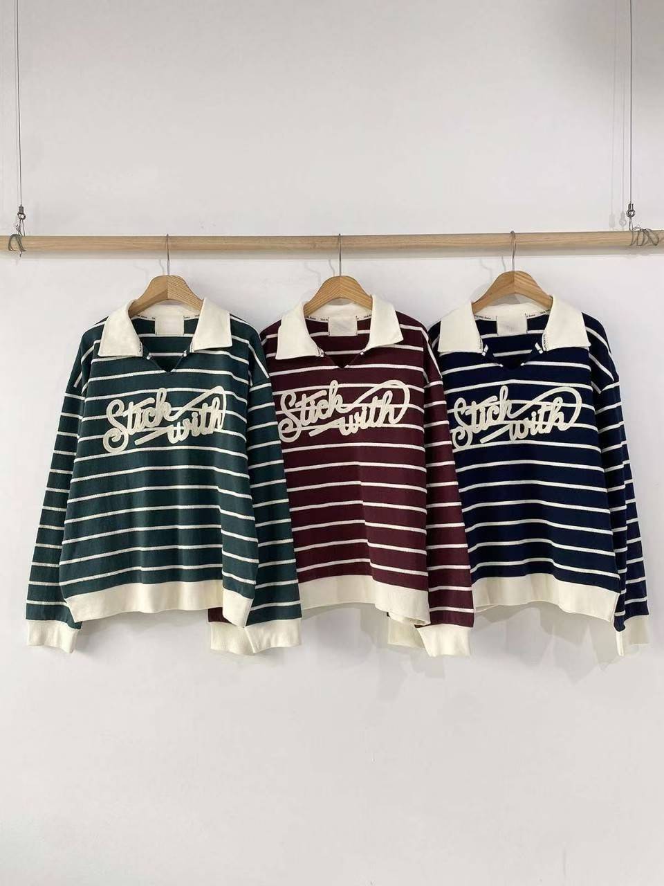Striped Collar Sweatshirt 條紋翻領衛衣