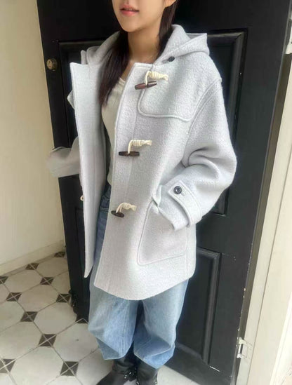 🧥【✨PREORDER✨ 韓國製連帽牛角釦羊毛外套 / Korean Wool Toggle Hooded Coat】