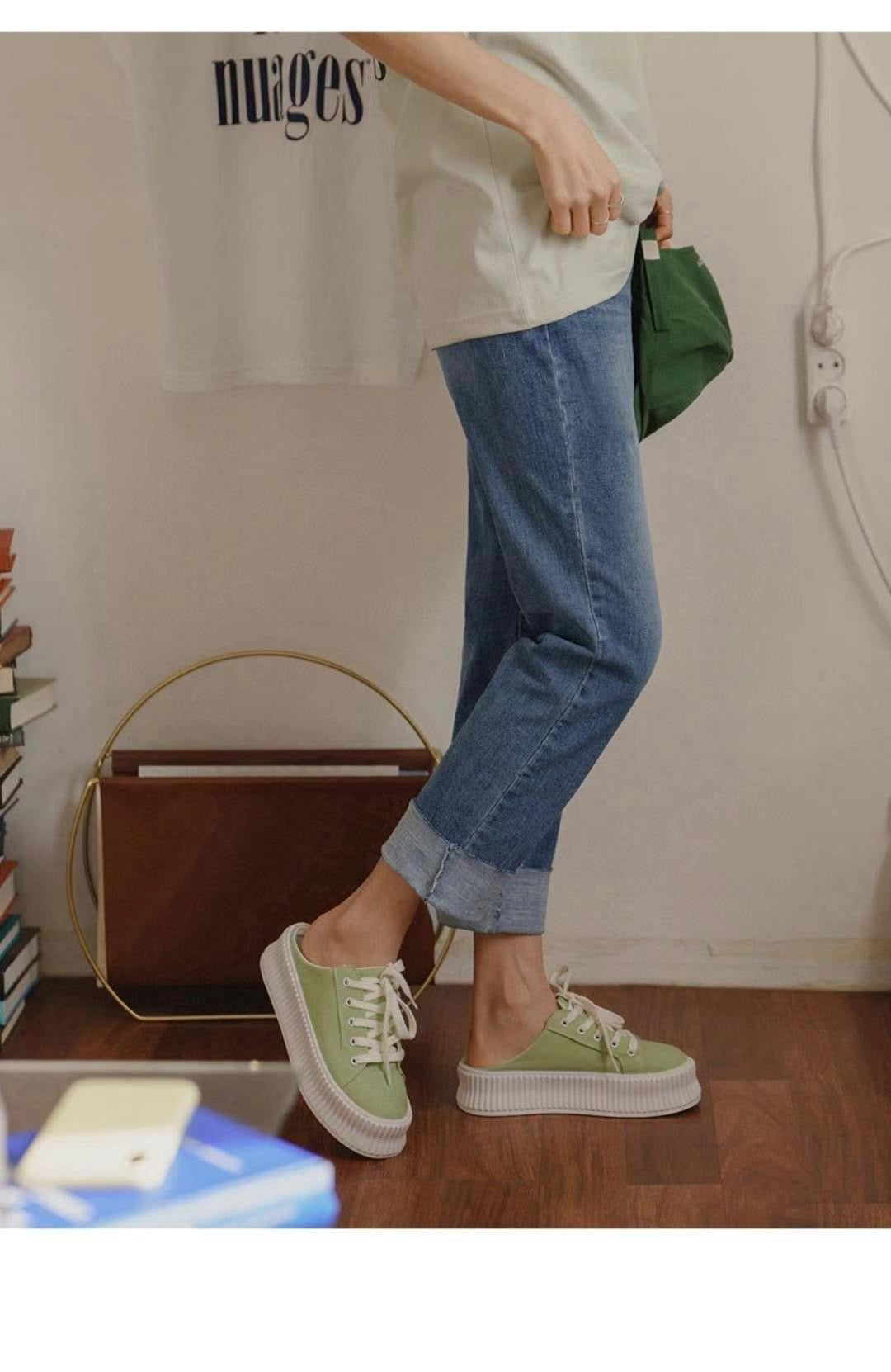 🎀 𝓢𝓲𝓷𝓬𝓮𝓻𝓮 𝓚𝓸𝓻𝓮𝓪𝓷 𝓽𝓻𝓲𝓹 𝓐𝓹𝓻𝓲𝓵 𝟑~𝟖💓  loose straight cropped denim 🥰