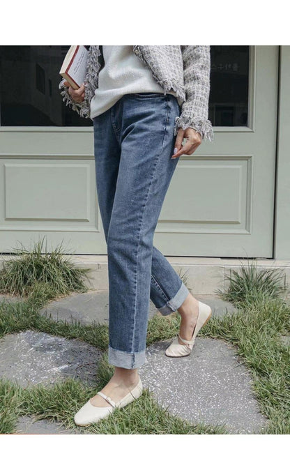 🎀 𝓢𝓲𝓷𝓬𝓮𝓻𝓮 𝓚𝓸𝓻𝓮𝓪𝓷 𝓽𝓻𝓲𝓹 𝓐𝓹𝓻𝓲𝓵 𝟑~𝟖💓  loose straight cropped denim 🥰
