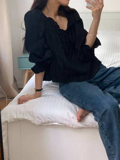 ✨【Romantic Puff Blouse · 法式泡泡袖上衣】✨