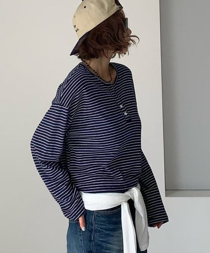 Paris Match 間條長袖薄Tee