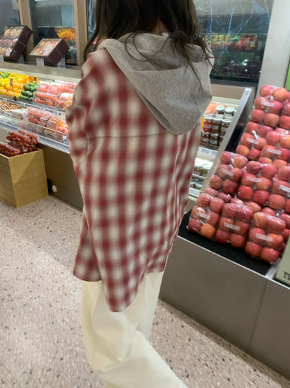 🌿 Hooded Plaid Shirt Jacket

連帽格仔襯衫外套