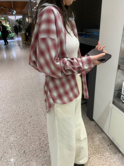 🌿 Hooded Plaid Shirt Jacket

連帽格仔襯衫外套