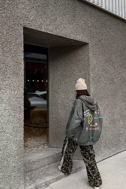 ✨【Adventure Bomber Jacket · 太空探險飛行外套】✨

🔥 東大門潮款 · Anna 系列