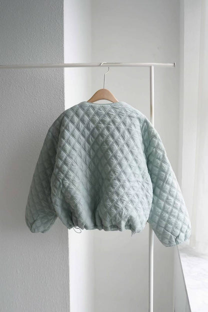 🧥【Soft Mint Quilted Jacket · 薄荷格紋夾綿外套】🧥