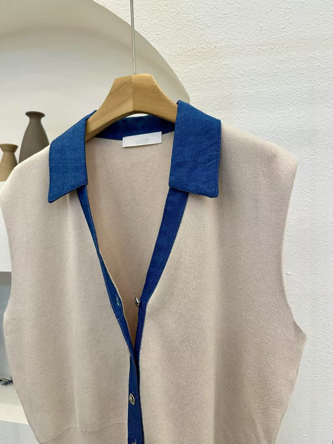 💙 Denim Collar Knit Vest