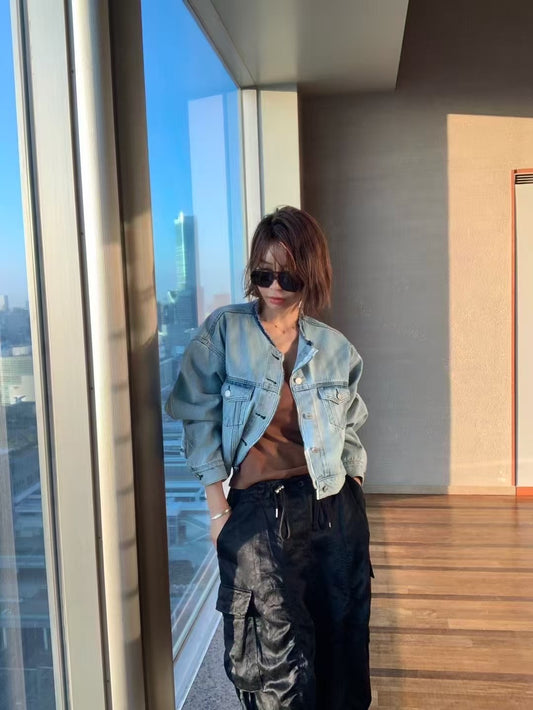 Crew neck denim jacket ⭐️
流蘇領重線條牛仔褸
襯裙、褲都靚😍
